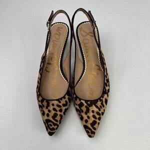 Sam Edelman Kitten Heel Women 8 Ludlow Fur Sling Back Leopard Work Party Core Go